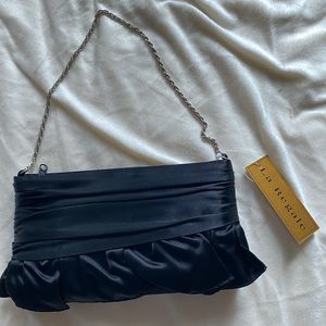 NWT Black Satin La Regale purse - Slight defect